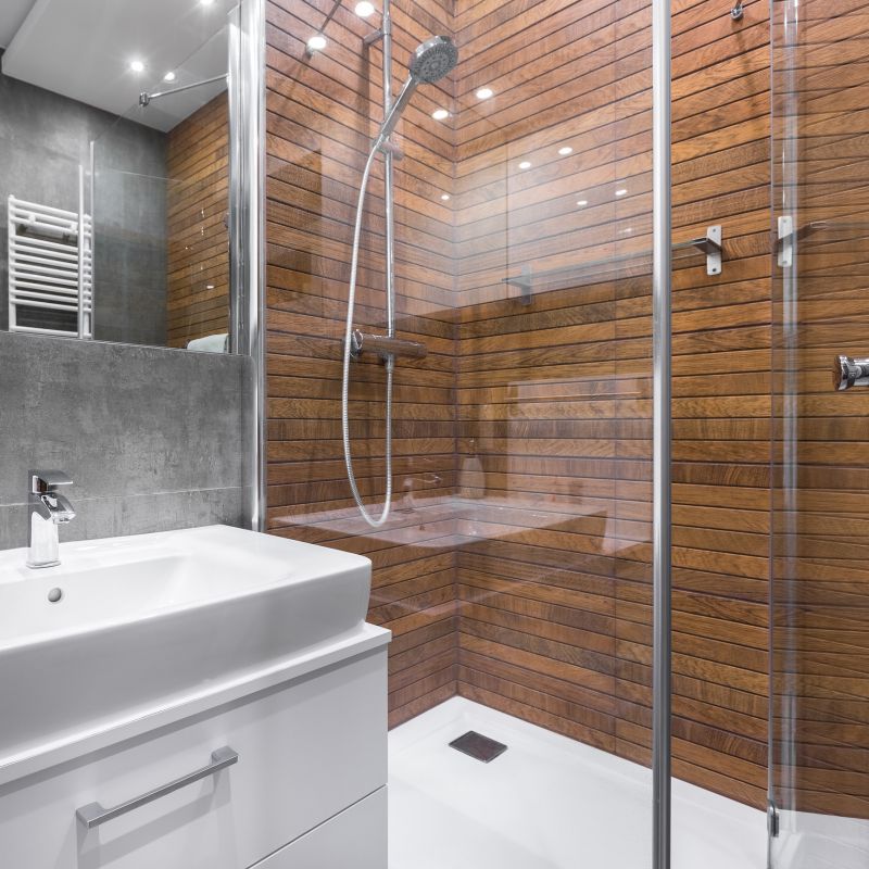 Corner Shower with Glass Panels